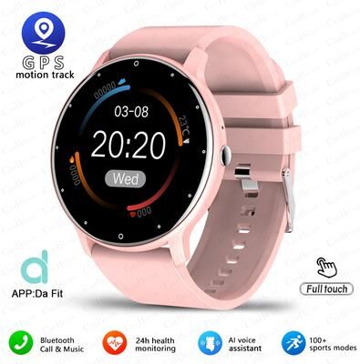 Inspire Daily Merch Ultra Slim Bluetooth Smart Watch For Men Fitness Tracker With Heart Rate Monitor And Voice Assistant pink