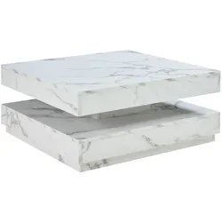 Helloshop26 - Couchtisch/Konsolentisch/Beistelltisch 76 x 76 x 38 cm weiße Marmoroptik