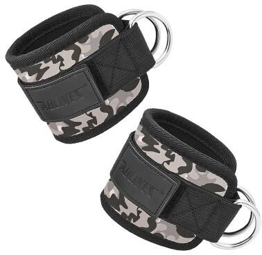 Inspired Living AOLIKES Double D Ring Cable Ankle Straps For Glute And Leg Workouts 1 Pair Camo