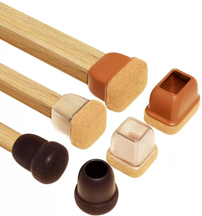 INF Transparente Stuhlbeinschoner - 8er-Pack L Dunkelbraun Quadrat