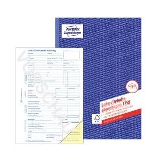 AVERY Zweckform Lohn-/Gehaltsabrechnung Formularbuch 1759