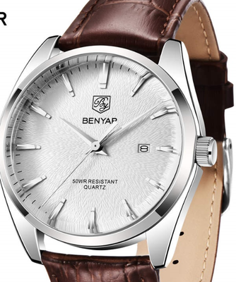 Modern Mode Marketplace Premium Military Leather Quartz Watch Waterproof Mens Watch With Durable Strap & Classic Design brown