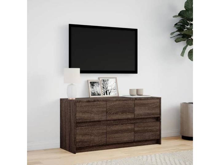 NEW Marron Meuble télé - - Meuble TV avec LED chêne marron 100x34x50 cm bois d'ingénierie - design moderne(1parcel)4896508