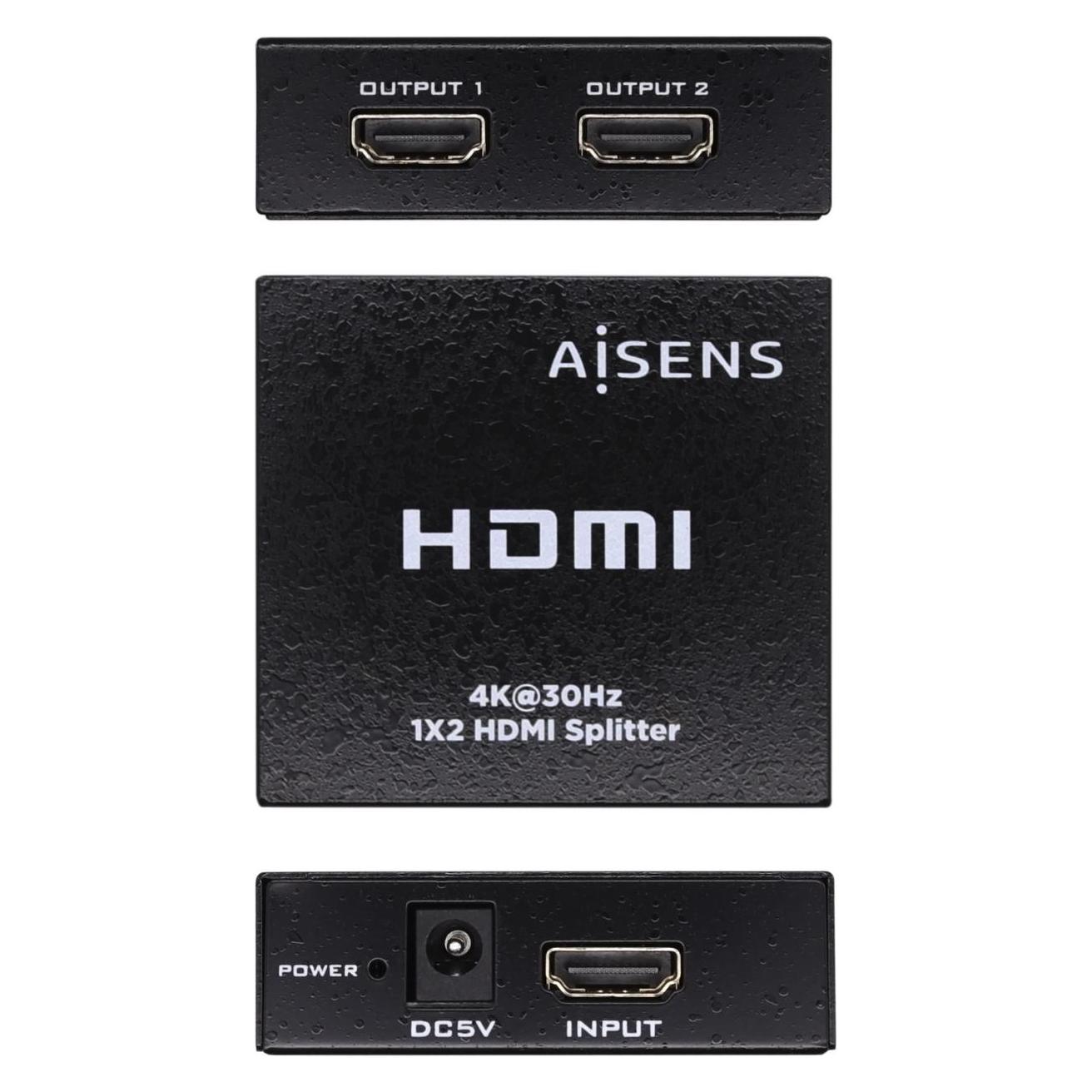 Aisens hdmi duplicador 4k@30hz 1x2 con alimentaciÓn, negro (A123-0506)