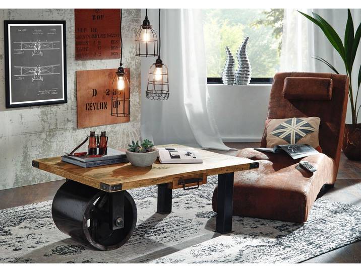 Couchtisch Mango 110x80x43 natur lackiert RAILWAY #105
