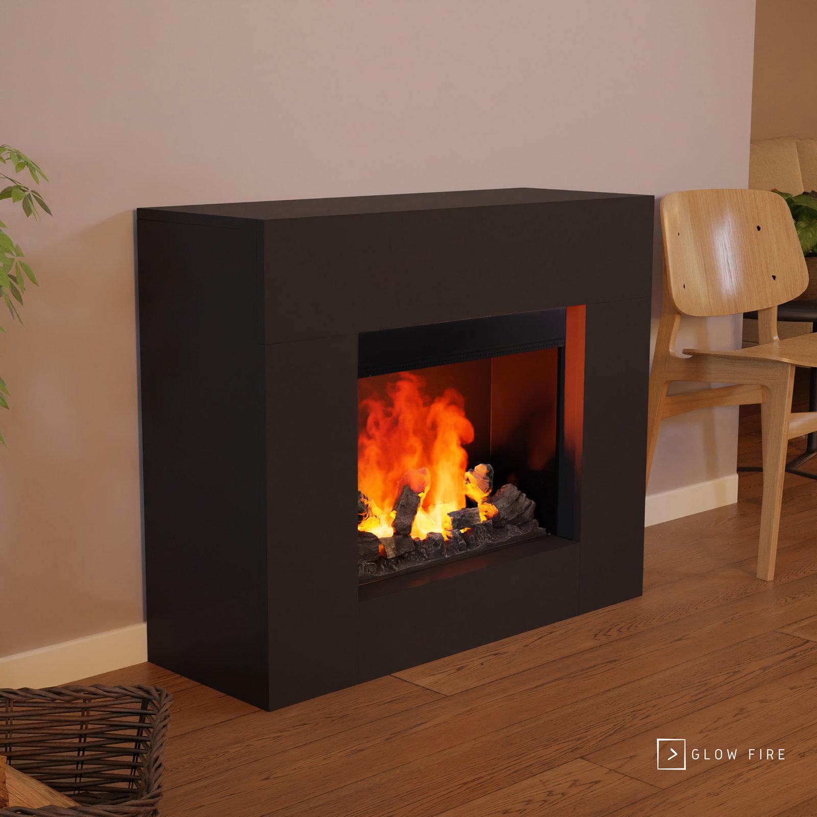 GLOW FIRE Elektrokamin 'Kronos Opti Myst' | Wasserdampf Kamin mit Heizung inkl. Holz in weiß als Raumteiler | HxBxT: 90x120x40 cm