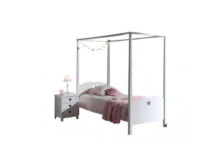 Pack - Lit à Baldaquin Enfant & Chevet  Amori  90x200cm Blanc