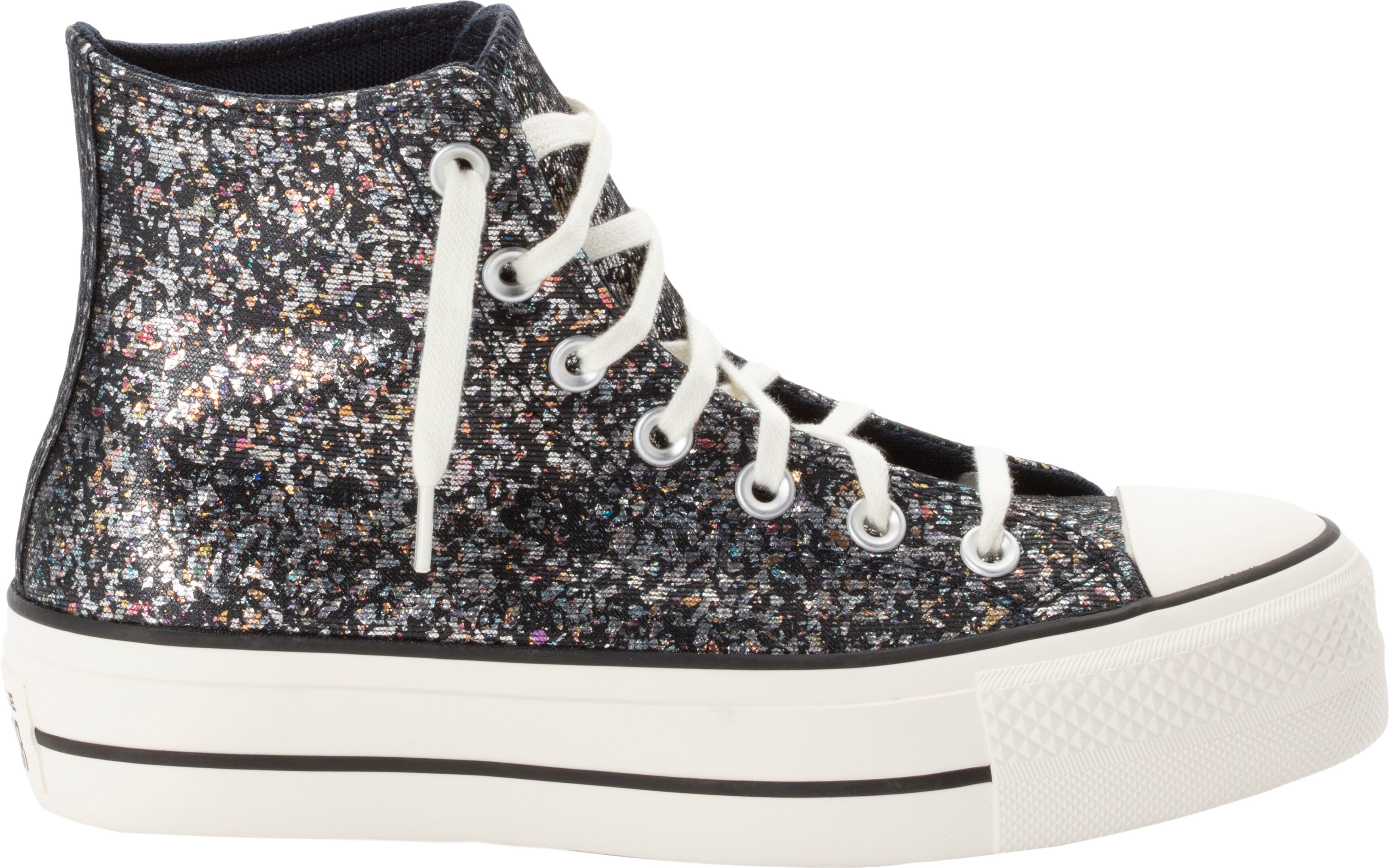 Sneaker CONVERSE "CHUCK TAYLOR ALL STAR LIFT PLATFORM GLITTER", Damen, Gr. 36, schwarz (into the void, egret, schwarz), Textil, Schuhe Sneaker into the void, egret, schwarz 36