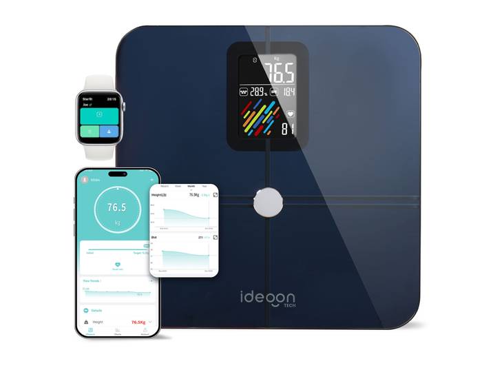 Körperanalysewaage aus Glas, App, max. 180 kg