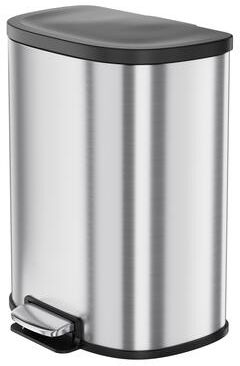 Garvee 13.2 Gal D-Shape Kitchen Trash Can with Lid, Smudge Resistant, Stainless Steel