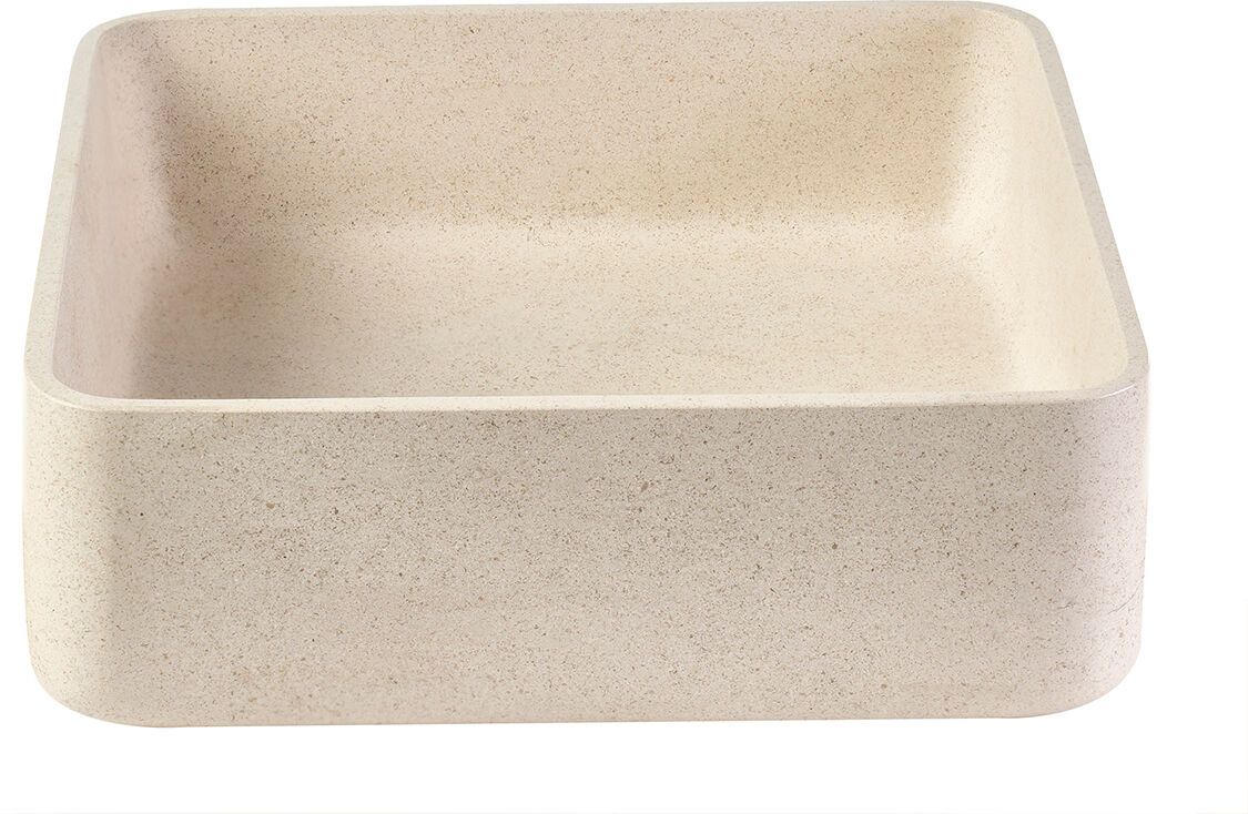 Miliboo Vasque carrée en pierre naturelle beige L40 cm FENG