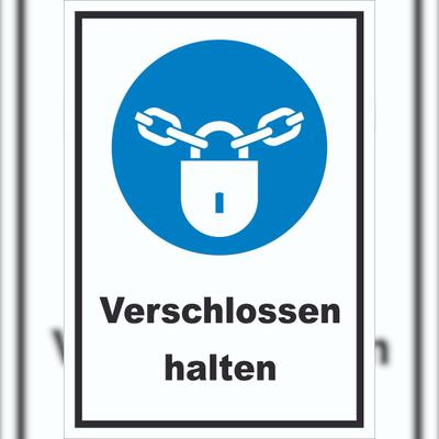 HB-Druck Verschlossen halten Schild A4 Rückseite selbstklebend