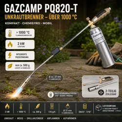 Gazcamp Bio-Unkrautbrenner PQ820-T für 7/16" Schraubkartuschen (2-teilig)