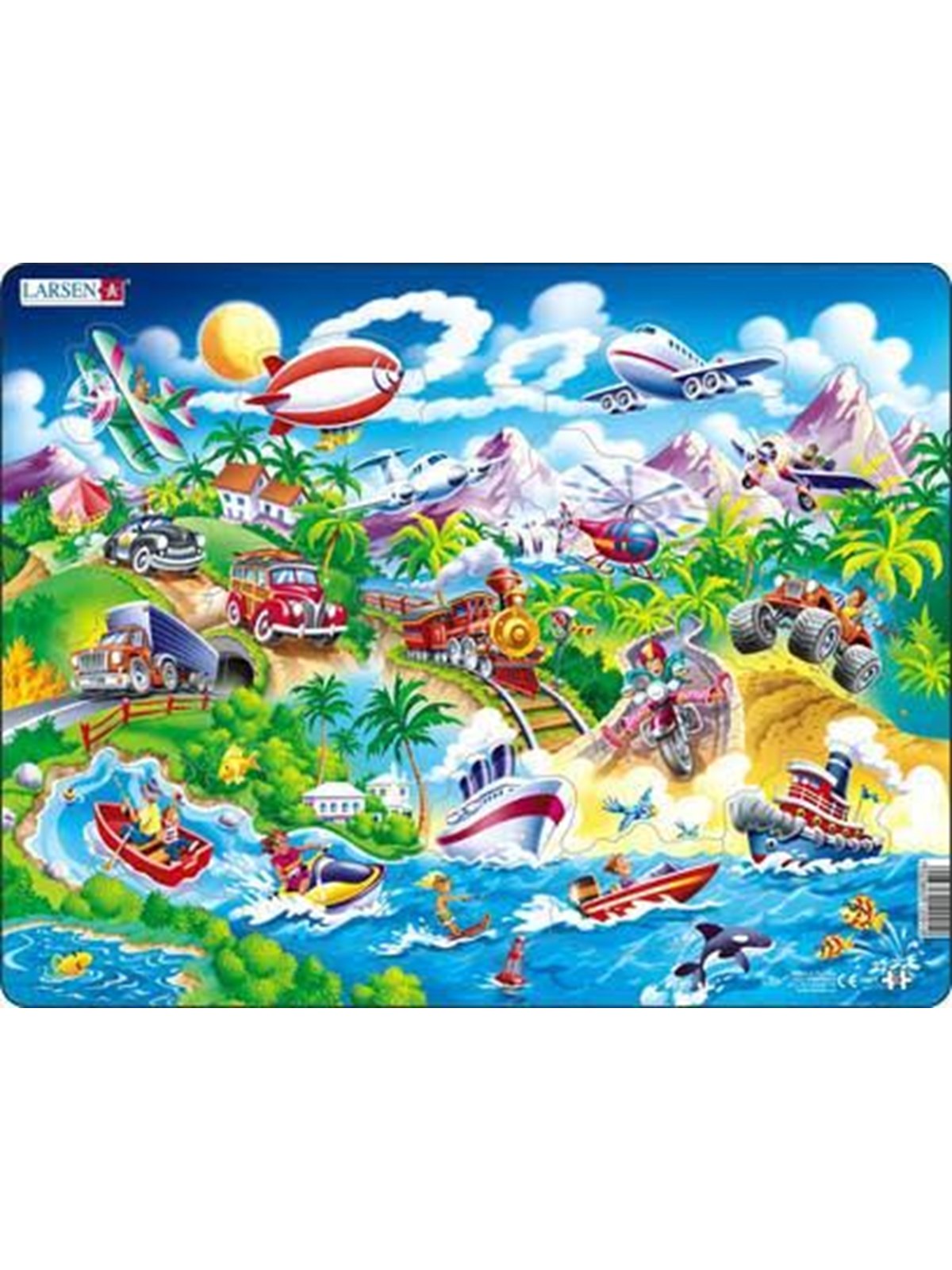 Larsen Puzzles Puzzle Autos, Boote, Züge und Flugzeuge - 18-teilig, Ma