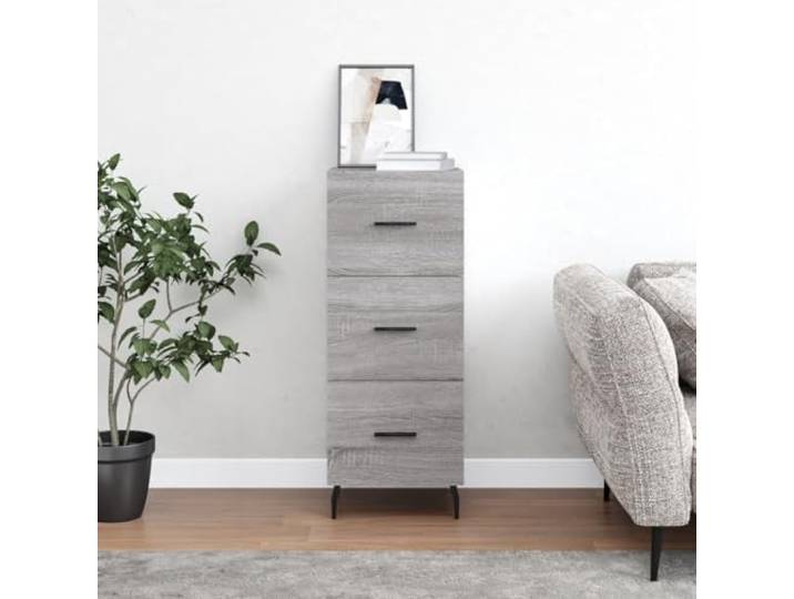 HEFZGDB Modernes Sideboard mit Schubladen und Metallbeinen, Sideboard Grau aus Holzwerkstoff mit Aufbewahrung für die Wohnzimmereinrichtung, Zeitloses Beistellschrank-Design