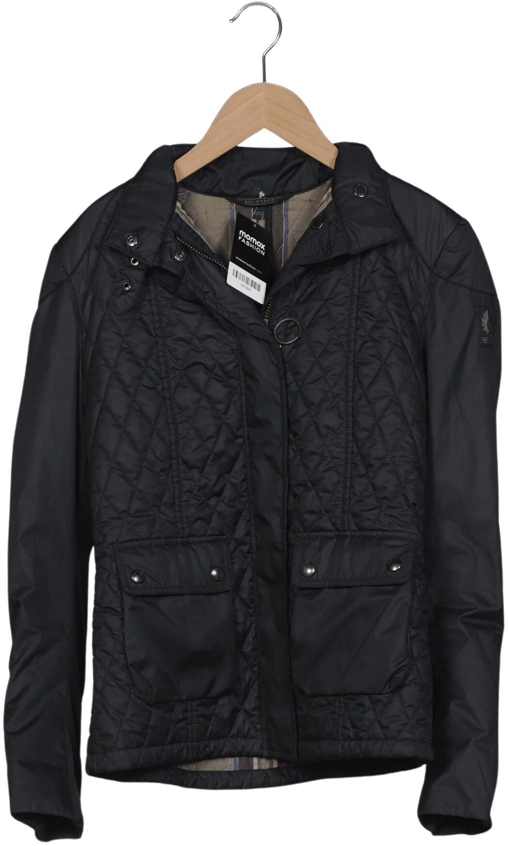 Belstaff Damen Jacke, Schwarz, Gr. EU 42, Synthetik / Viskose / Baumwolle - Second Hand