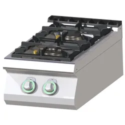 A&S polarny Gas-Kochfeld Tischgerät Edelstahl 2 Herdplatten 12kw 400x730x300mm Pilotflamme