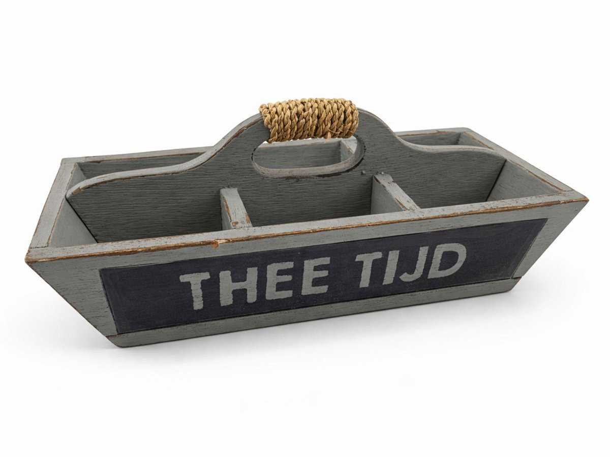 Theebak met handvat, grijs kei, 28 x 11 cm