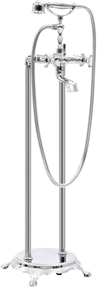 Freistehende Badewannenarmatur aus Edelstahl 99,5 cm Höhe mit Handbrause und 150 cm Schlauch, verchromt, langlebig, für Badezimmer Wanne und Badewanne Füllarmatur