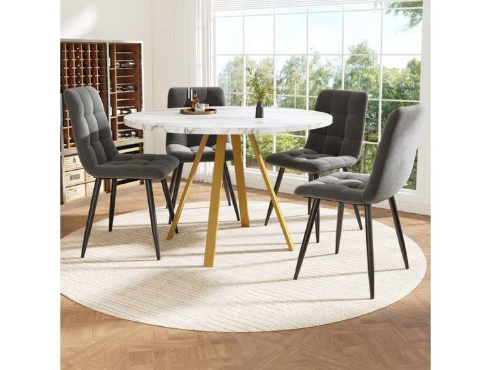 Kit de table à manger (5 pièces) Table ronde à manger 80×80×75 cm Table à manger (y compris 4 chaises à manger)