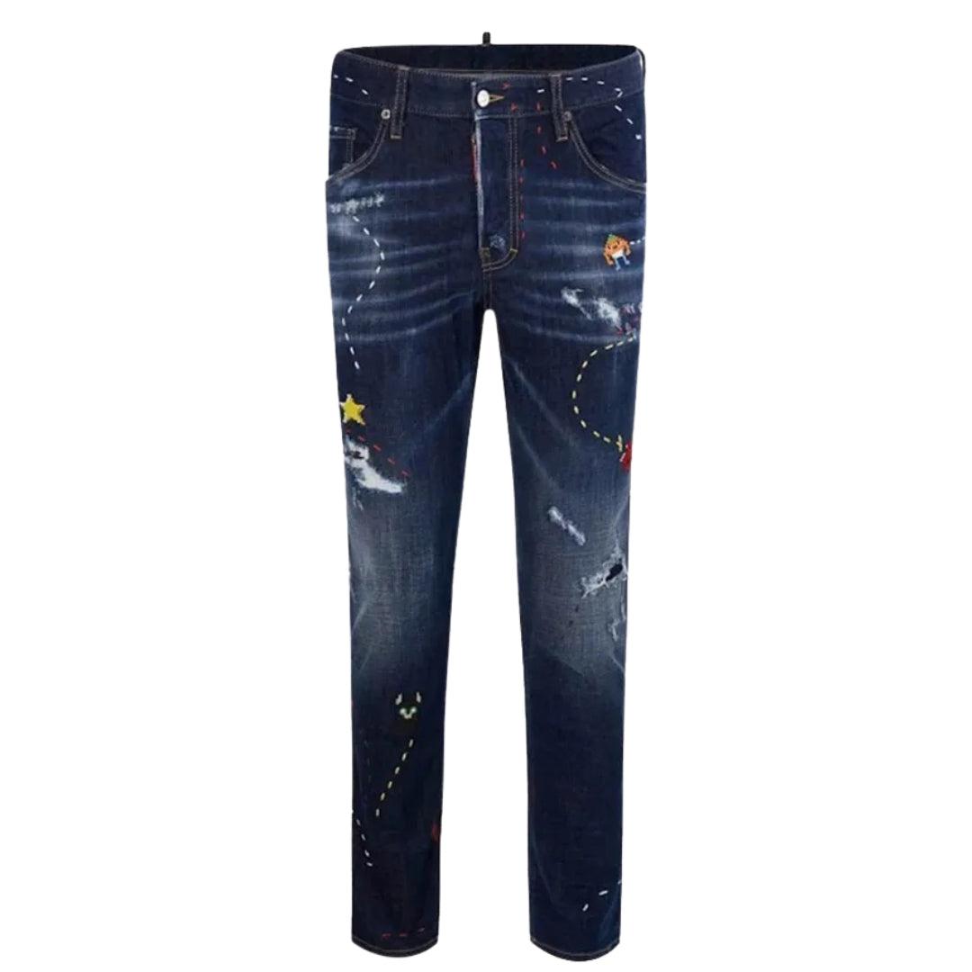Dsquared2 Skater Jean Dark Monster Maze Wash Blue Jeans