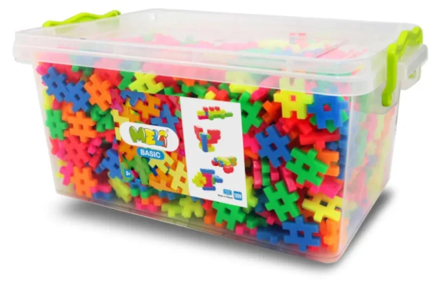 Meli Basic Neon constructieblokken, 1200 onderdelen