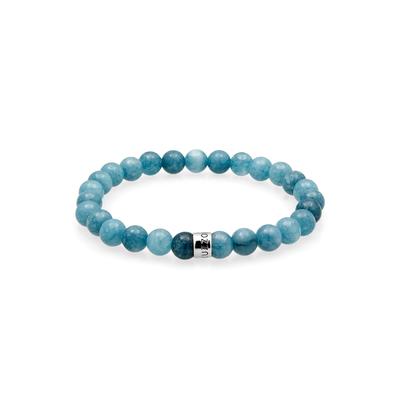 Armkette KUZZOI "Armband Perlen Achat Aquamarin 925 Sterling Silber" Gr. 19, blau, Armbänder, Herren, 19, Silber 925 (Sterlingsilber), Armkette