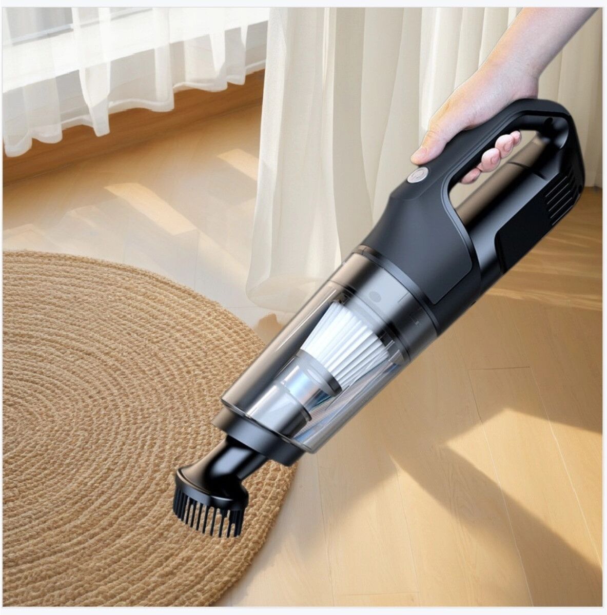 INF Kabelloser Auto-Staubsauger — Kupfermotor, starke Saugleistung, drahtloses Laden, Handgerät, großer Staubbehälter 34cm für Schwarz