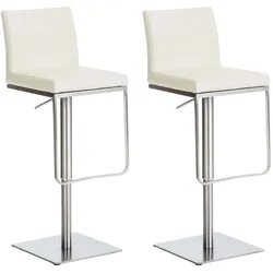 CLP 2er Set Barhocker Panama E Kunstleder   Farbe: creme, Gestell Farbe: edelstahl