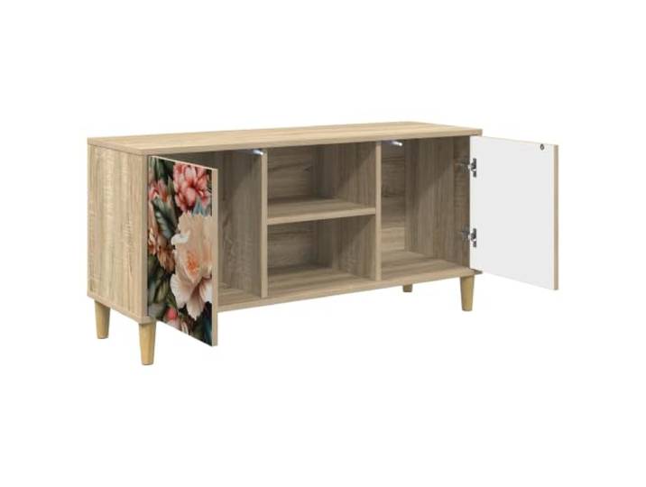 PUGYNBK Borne TV-Möbel, 102 x 33 x 50 cm, Sonoma Robustes technisches Holz, erhöhte Beine, geräumige Aufbewahrung, dekoratives Design, einfache Reinigung