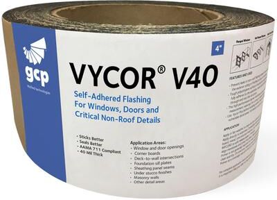 Grace Vycor V40 Self Adhered Flashing 4 Inch - Single Roll