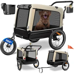 Kesser Hundeanhänger Boxer 3-in-1 Hundebuggy Jogger Fahrradanhänger (Hund, Reflektoren), Tiertransport