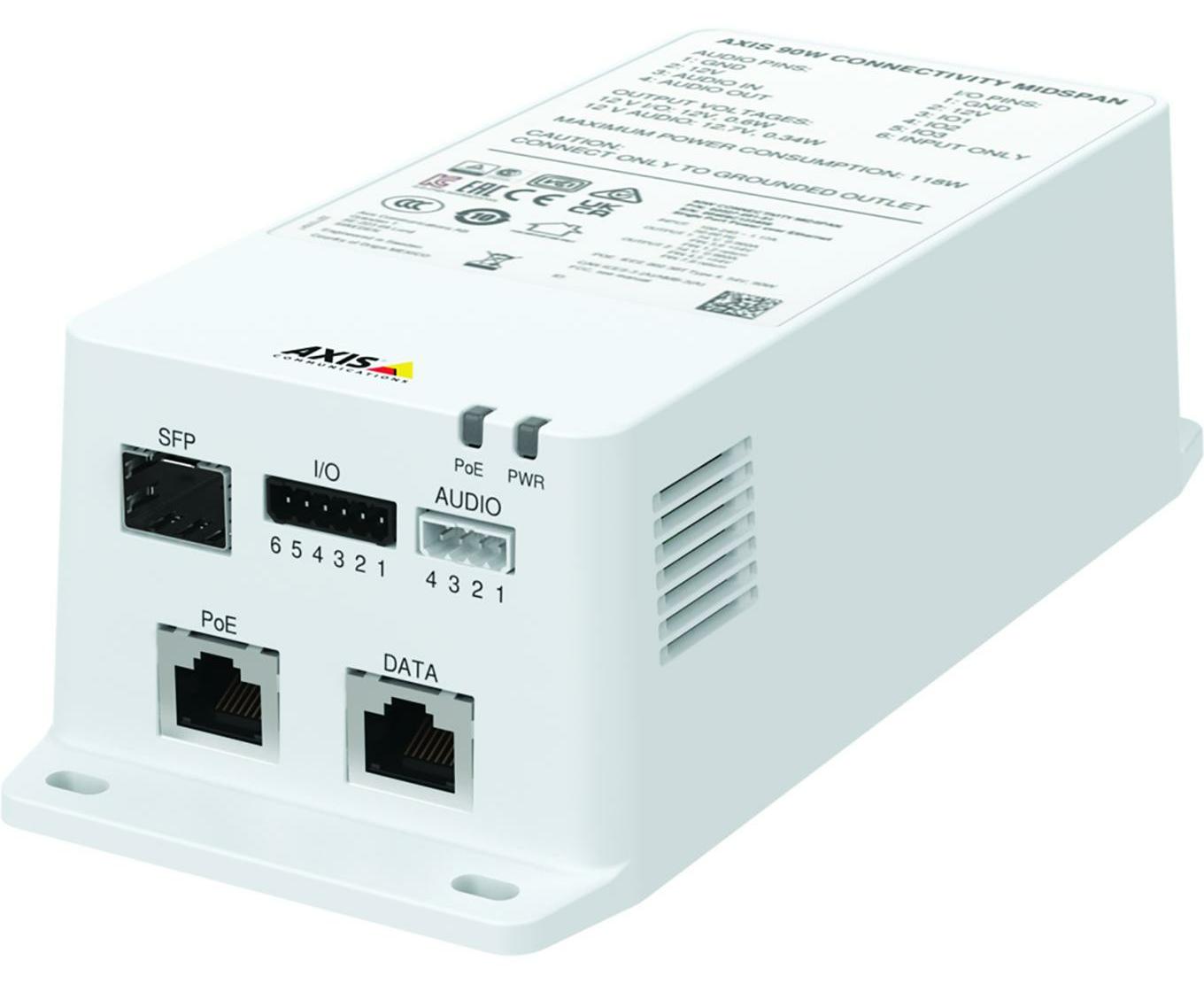 Axis TU8003, Midspan, Universal, Weiß, Axis, Q6074-E PTZ, Q6075-E PTZ, Q6078-E PTZ, Q6135-LE PTZ, Q6225-LE PTZ, Q6315-LE PTZ, Q6318-LE PTZ,..., IEEE 802.3bt