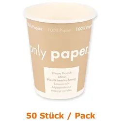 Kaffeebecher NatureStar Only Paper 200 ml 50 Stück lebensmittelecht, Packabgabe