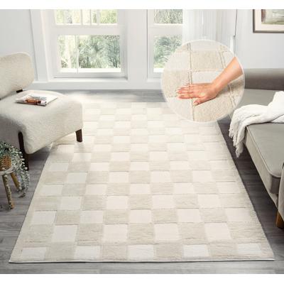 Teppich OTTO HOME "Belion, Hoch-Tief-Struktur, Karo-Muster", beige (creme), B:120cm H:19mm L:180cm, Kunstfaser, Teppiche, Teppich, leichter Glanz, Schachbrettmuster, Modern, Wohnzimmer, Schlafzimmer