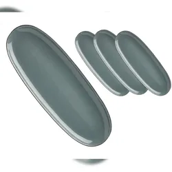 Van Well | URBAN Platte 34x12,5 cm grau 4er Set - Steinzeug Servierplatte groß Buffet-Platte Käseplatte, zum Servieren & Dekorieren