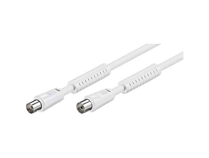 goobay 50723 antennekabel met ferrite (80 dB), 2x afgeschermd - coaxstekker > coax-aansluiting (volledig afgeschermd) wit 1,5 m