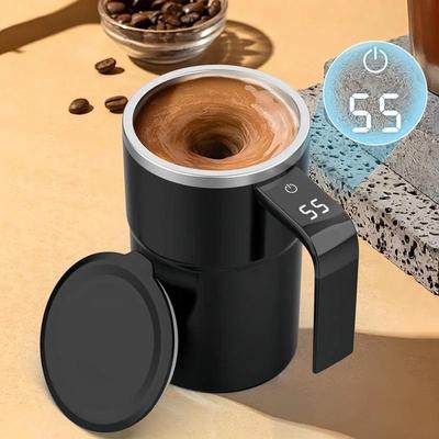 Uplifted Goods USB Rechargeable Self Mixing Coffee Mug With Magnetic Stirring And Spill Resistant Lid pink