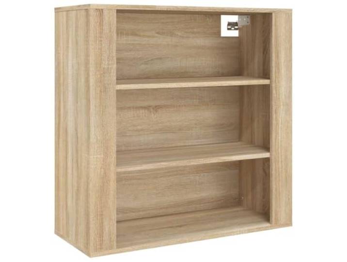 Wandschrank Sonoma Eiche 80x33x80cm, Holzwerkstoff, 3 Einlegeböden Wandmontage, 3 Fächer, feuchtigkeitsbeständig, leicht zu reinigen, Universal-Organizer, Anleitung inkl