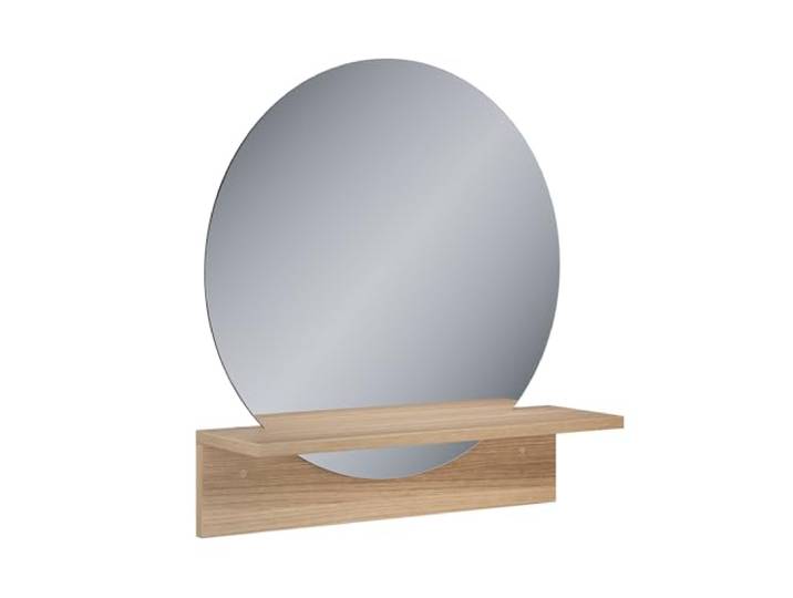 Vicco Badezimmerspiegel Elyra , Goldkraft Eiche, 50 x 54.5 cm Runde Spiegelfläche · Integrierte Ablage · Für Deko & Accessoires · Vielseitig einsetzbar