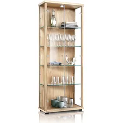 K-Möbel Glasvitrine in Buche Dekor (176x67x33 cm) mit 4 höhenverstellbaren Glasböden & LED - Modellauto Vitrine Buche - Vitrinenschrank Buche