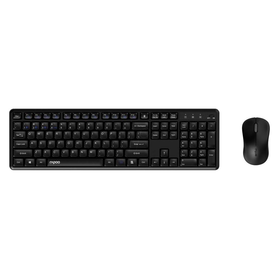 Rapoo Full Silent Multi mode Kombo Set "8150M Silent", Schwarz, QWERTZ (DE, Kabellos) (00228286)