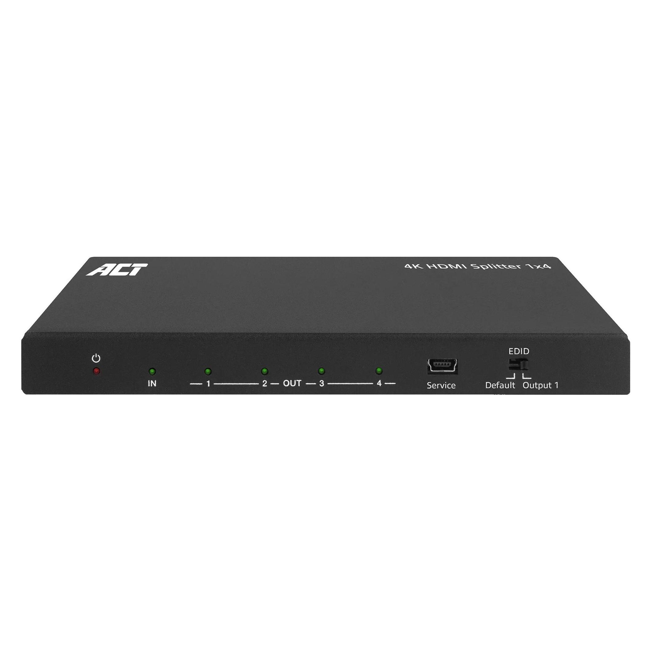 ACT 4K HDMI splitter, 1 in 4 out, EDID support (AC7832)