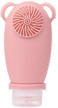 Everyday Crate 2 In 1 Travel Shampoo Bottle With Brush Leakproof Silicone Squeeze Dispenser pink