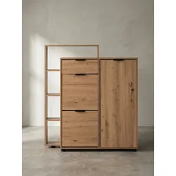 Schuhschrank – Eiche-Dekor, 98x110x30 cm, geschlossen, mit Schublade