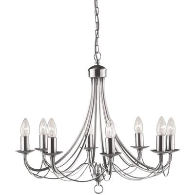 SEARCHLIGHT Kronleuchter "Maypole 8Lt Pendant", silber (satin, silber), 8, Ø 60cm H: 50cm, 1 Stk., Leuchten, Kronleuchter