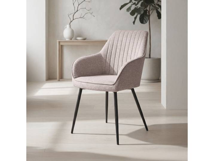 Chaise de salle à manger en tissu couleur sable - Nolan Stripe