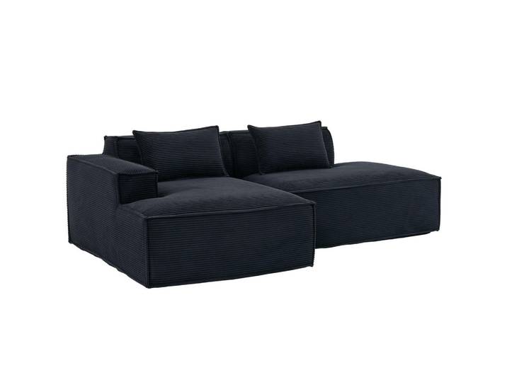 Oxeza Ecksofa 233/129/70 cm Schwarz mit zwei Kissen und Federtasche, Mode, Rechteckig, 235x129 cm, Wohnzimmer, Sofas & Couches, Wohnlandschaften, Ecksofas
