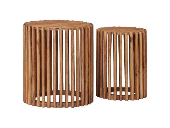 Tables basses Ensemble de Tables de Chevet Artisanales minimalistes - - 2 pièces - bois d'ingénierie - marron teck - 40 x 45