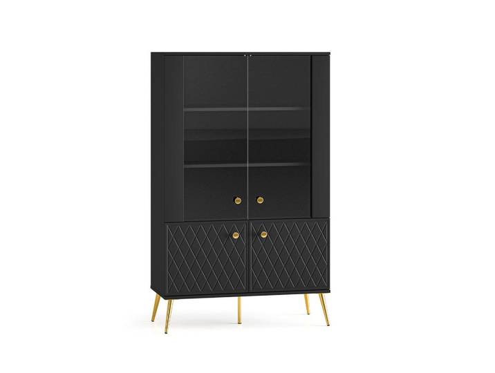 Petits-meubles Vitrine Manoé Schwarz, Holzwerkstoff, 92x149x40 cm, Esszimmer, Vitrinen, Vitrinenschränke